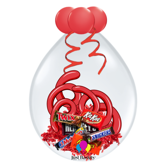 Red Stuffed Balloon with Chocolate Bars