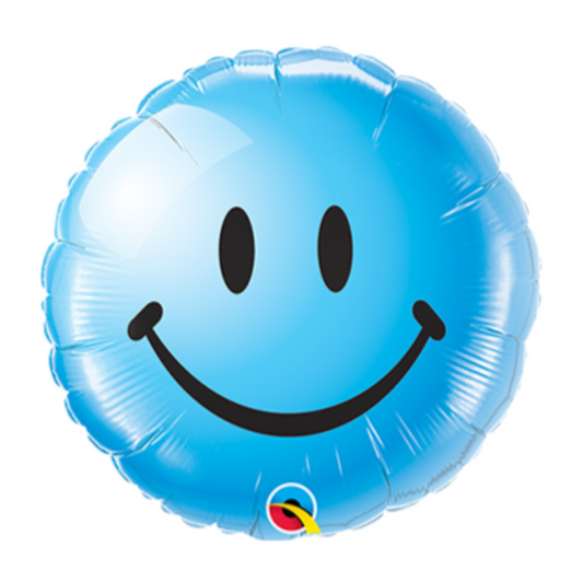 Smiley Face Blue 18" Foil Balloon