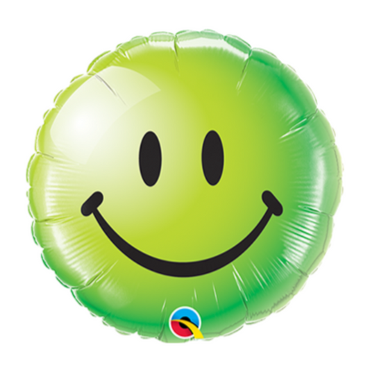 Smiley Face Green 18" Foil Balloon