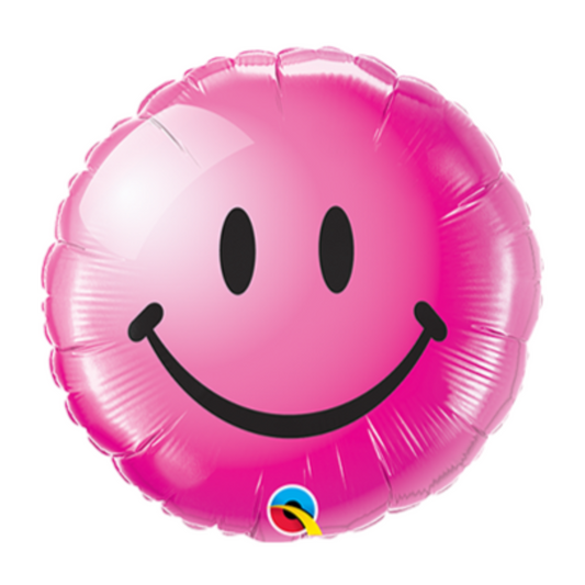 Smiley Face Pink 18" Foil Balloon