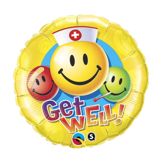 Smiley Faces Get Well 18" Foil Balloon