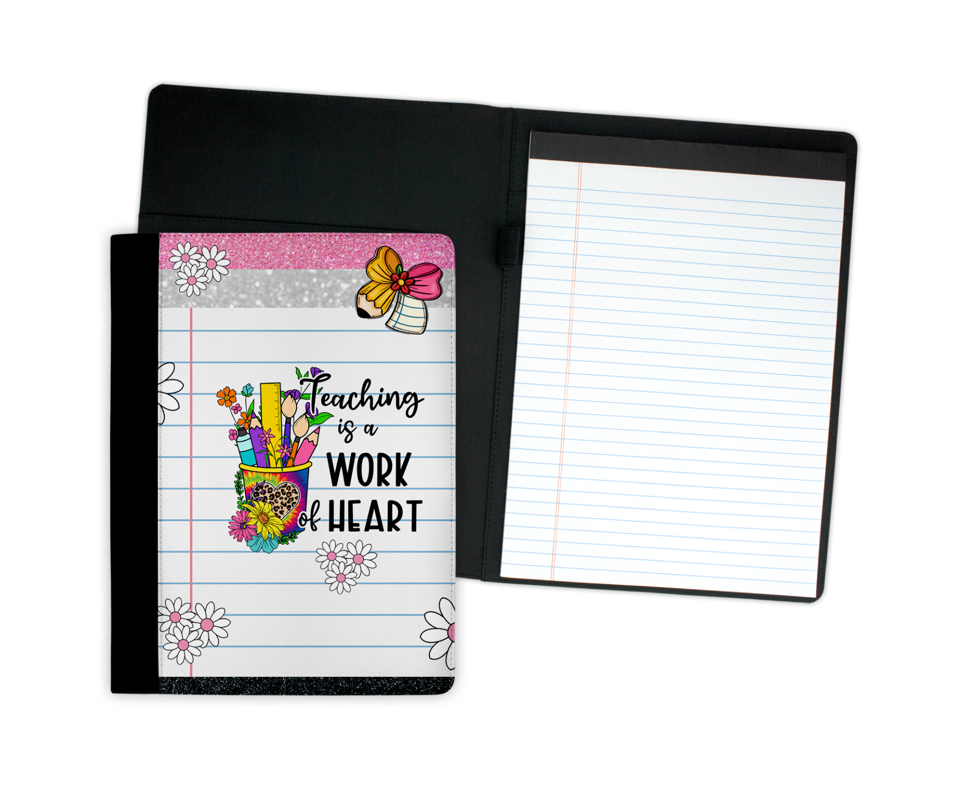 Teaching is a Work of Heart Daisies Notebook Portfolio