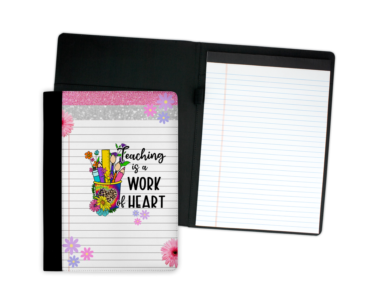 Teaching is a Work of Heart Floral Notebook Portfolio