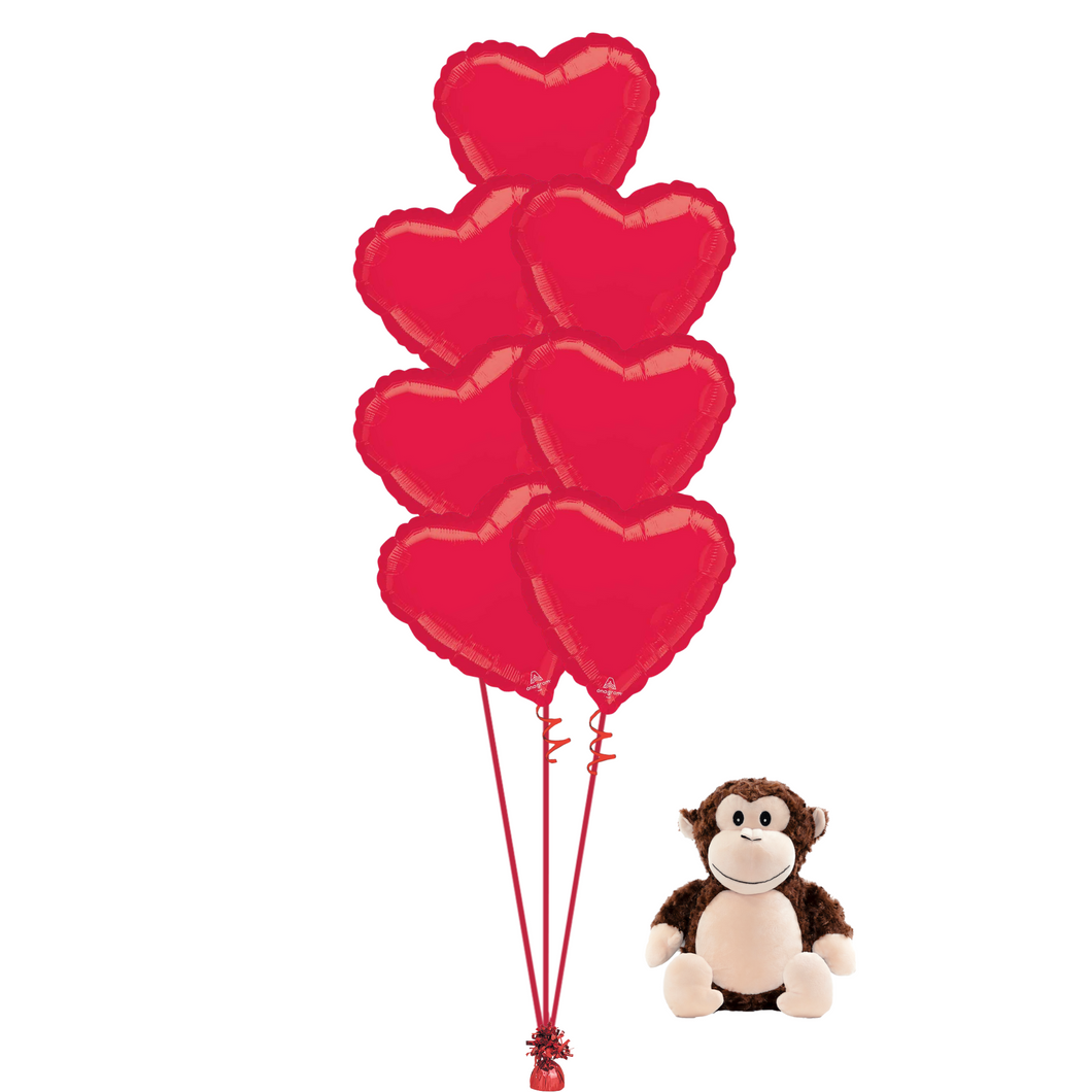Valentine's Day Foil Bouquet & Monty Monkey Buddy