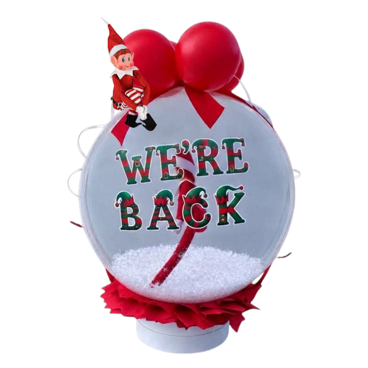 I'm Back / We're Back Snow Globe Elf Arrival