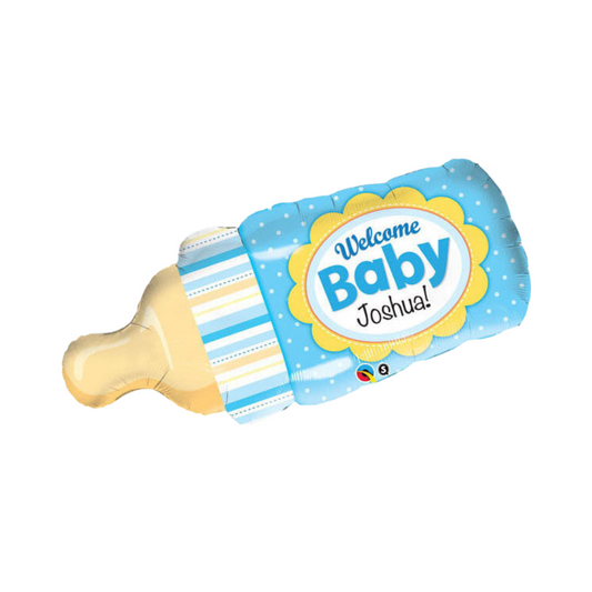 Personalized Welcome Baby Bottle Blue 39" Foil Balloon