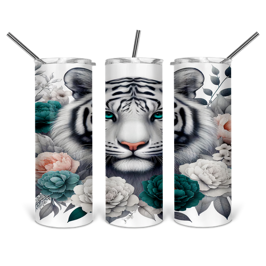 White Tiger Floral Tumbler