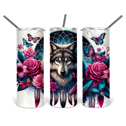 Wolf Floral Dreamcatcher