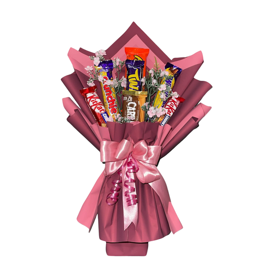 Wrapped Chocolate Bar Bouquet - Burgundy & Plum
