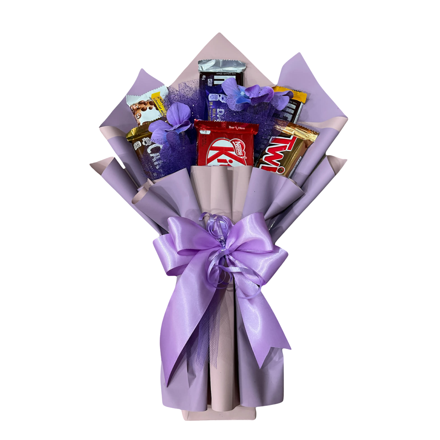 Wrapped Chocolate Bar Bouquet - Cherry Blossom & Lavender