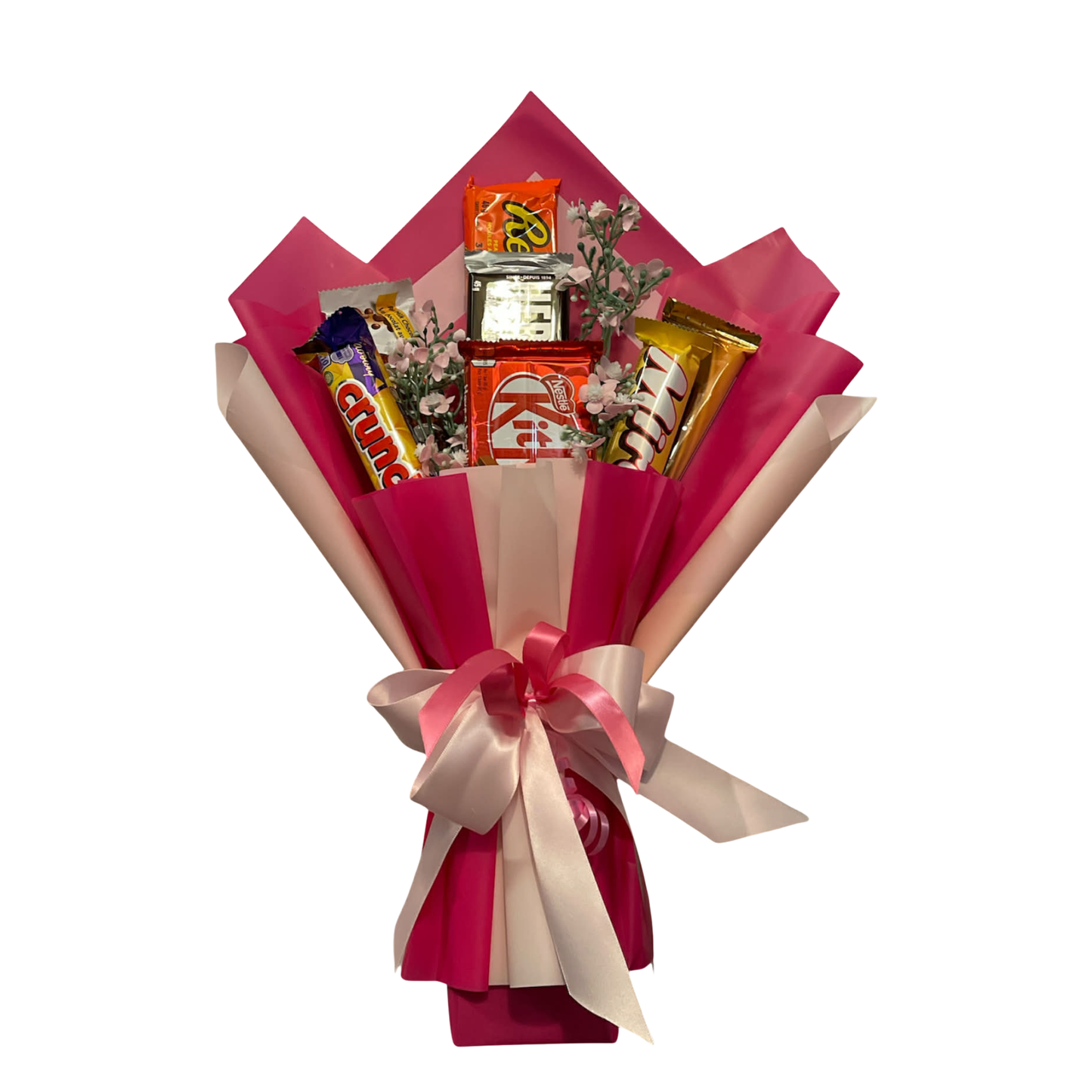 Wrapped Chocolate Bar Bouquet - Shades of Pink