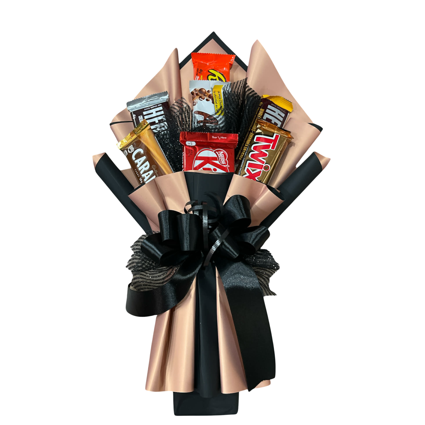 Wrapped Chocolate Bar Bouquet - Black & Rose Gold